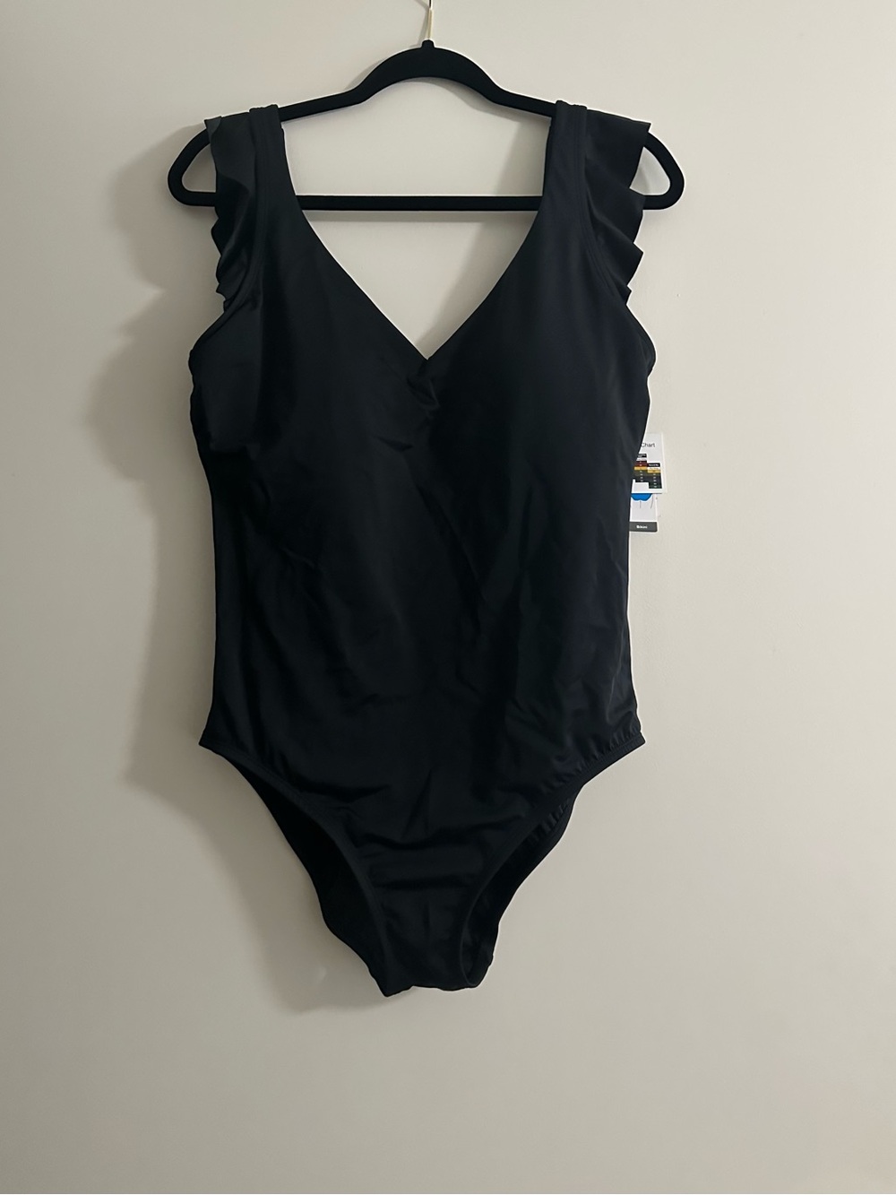Time and Tru Black V-Neck One Piece Swimsuit